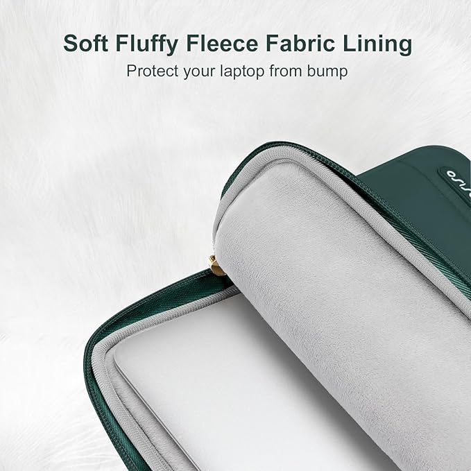 MOSISO Laptop Case 16 inch, 15-15.6 inch Puffy Laptop Sleeve Compatible with MacBook Pro 16 M5 M4 M3 M2 M1, HP Dell ASUS Acer Toshiba Lenovo, Polyester Horizontal Bag with Small Case, Peacock Green