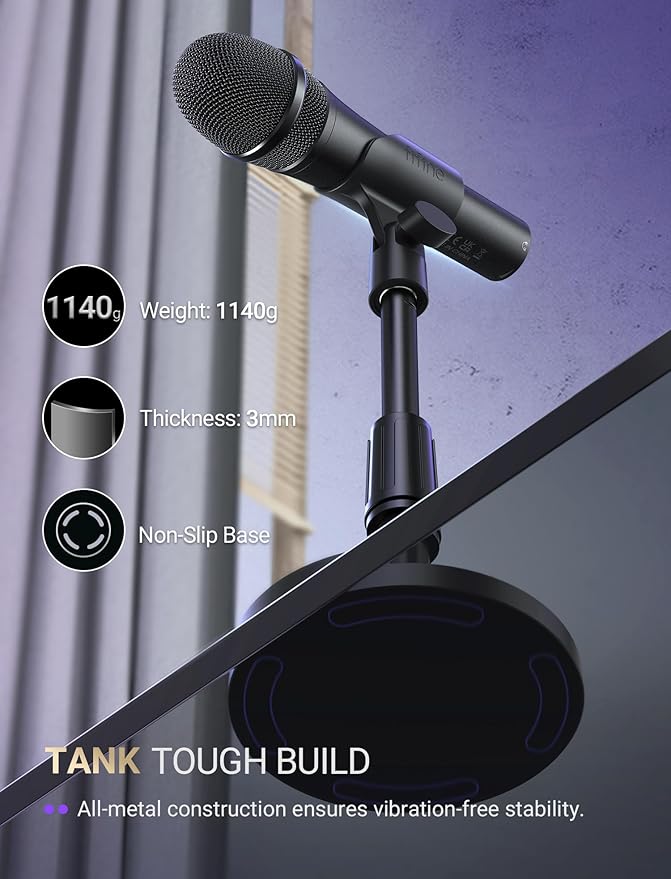 FIFINE USB/XLR Dynamic Microphone for Podcast Recording, Studio Handheld Mic Set with Desktop Stand for Vocal, Voice Over, Streaming, Black-AmpliTank TANK2