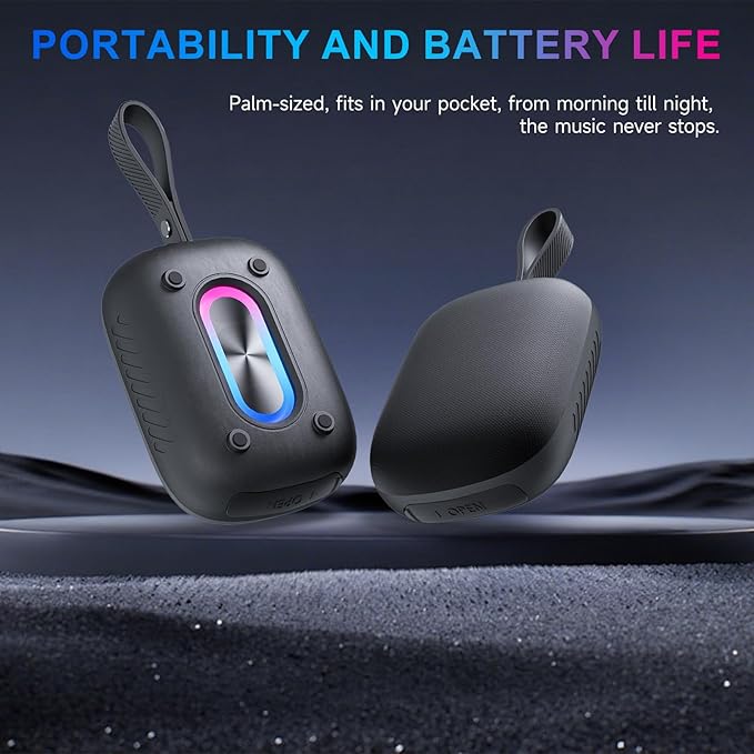 COOPERS Portable Bluetooh Speaker with Lights, Powerful Crystal Clear Sound Bluetooth Speaker, IPX5 Waterproof Wireless Speakers, BT5.3 & TF-Card Input, TWS Paring, 3-4H Playtime Portable Speakers
