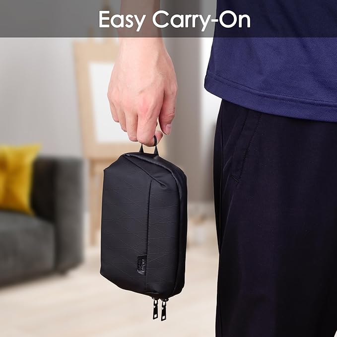 DDgro Mini Electronics Travel Organizer Pouch, Small Storage Case for Cable/Charger & Cords/Tech Essentials (Black-Mini)