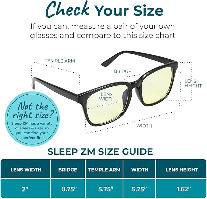 Sleep ZM Blue Light Blocking & Light Sensitivity Glasses - 8 Lens Types for Comfort, Relaxation, Sleep & Relief - 50+ Styles