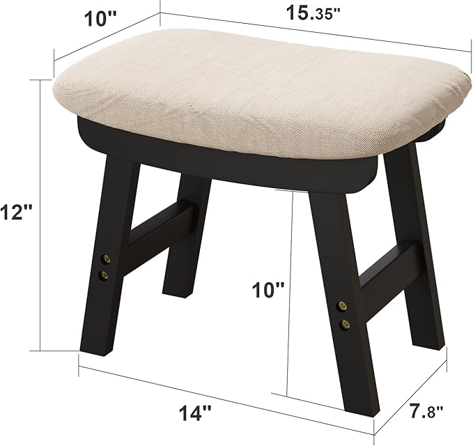 viewcare Foot Stool, Foot Stool Small, Ottoman Wood Foot Rest for Living Room, Bedroom, and Kitchen