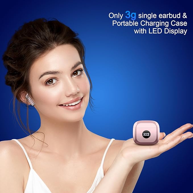 Wireless Earbuds, Bluetooth 5.4 Headphones HiFi Stereo, in Ear Earphones with ENC Noise Cancelling Mics, 40H Playback Ear Buds with Mini Case, IP7 Waterproof Headset with LED Display for Android iOS