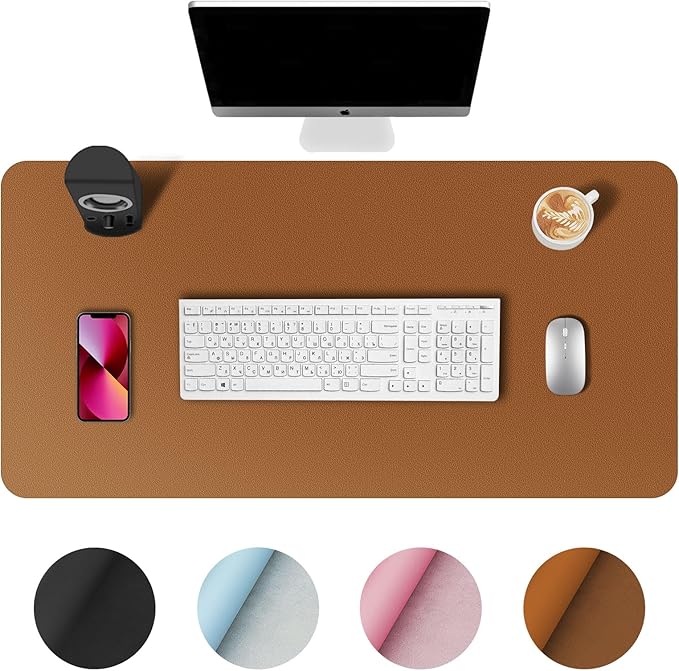 Desk Pad,Large Mouse Pad, Non-Slip PU Leathers Writing Pad,Desktop Protection Pad,Computer Desk Pad, Waterproof Table Mat, Desk Mat for Office and Home Writing (Brown;31.5"x 15.7")