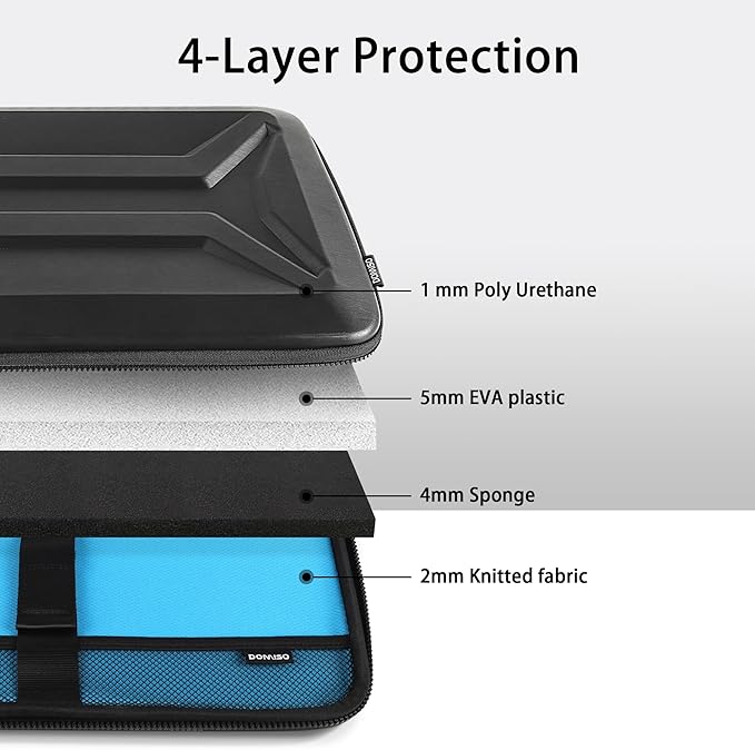 DOMISO 17-17.3 Inch Laptop Hard Case, Waterproof Shockproof Hard Shell Protective Laptop Sleeve with Handle for Dell XPS 17/Lenovo IdeaPad/Acer Aspire/HP Envy 17/LG gram 17, Black