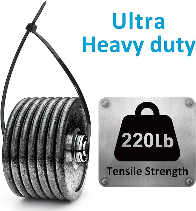 Large Zip Ties Heavy Duty Outdoor 24 inch (250 Pack), Heavy Duty Zip Ties 220 lbs, Black, by ANOSON - Image 4