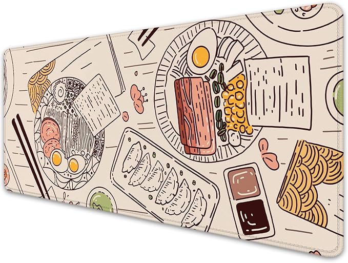 Japanese Ramen Sushi Food Desktop Mouse Pad Desk Pad,Mouse Mat for Desk Mat with Keyboard and Mouse,Gaming Mouse Pads Mousepad for Office Home Work(27.5X11.8 in)