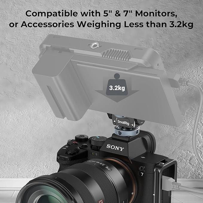 SmallRig Camera Monitor Mount Lite with Cold Shoe, Swivel 360° and Tilt 180° Holder for Field Monitor, LED, Flash and Video Shooting Photography Accessories, Max Load Capacity of 90° Tilt 3.2kg - Image 2