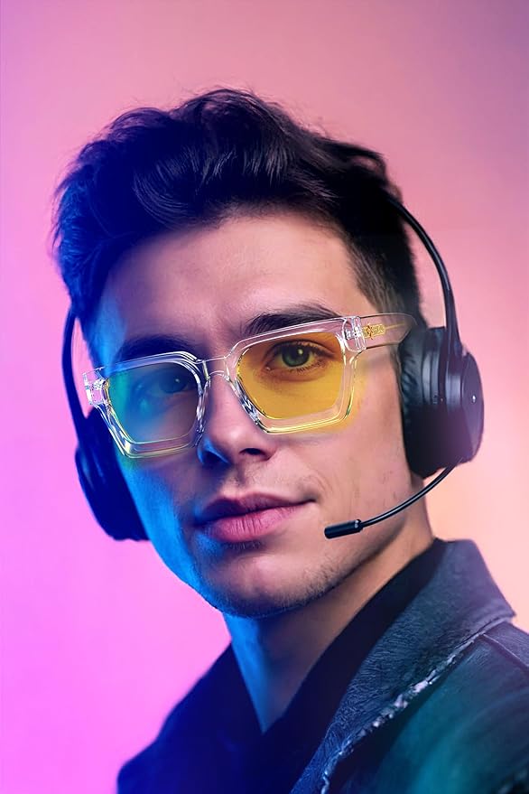VISOONE Gamer Glasses Professional Blue Light Filter with Anti-Fatigue and Anti-Glare for Men and Women RIVER