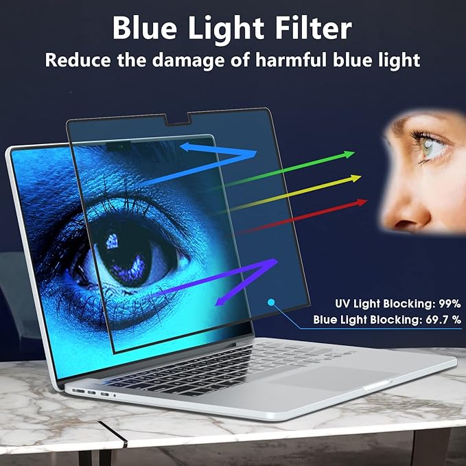 FILMEXT Macbook Pro 16 inch Screen Protector M5 M4 M3 M2 M1 2026-2021 Model A3403 A3186 A2991 A2780 A2485,Bubble Free Blue Light Screen Filter for Macbook Pro 16.2"-Eye Care/Anti-Glare-Matte