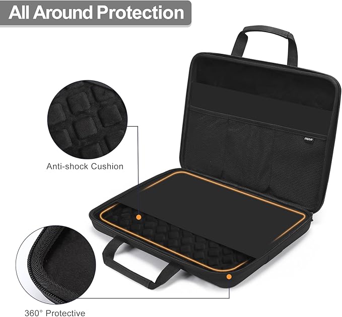 MOSISO 15.6-16 inch Laptop Hard Case, 15 inch Shockproof Waterproof Laptop Case Hard Shell Compatible with MacBook HP Dell, Carrying Sleeve Computer Bag with Sturdy Handle&Front Pocket&Belt, Black