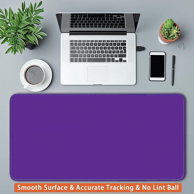 Large Mouse Pad, Non-Slip Desk Blotter, Office Desk Mat, Desk Pad Protector, Laptop Desk Pad, Desk Writing Pad for Office and Home, Purple, 24x12 inch