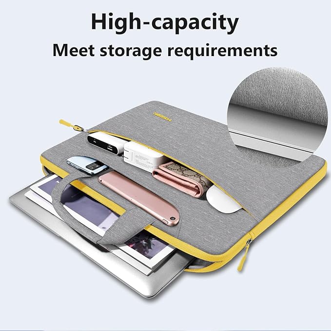 Hseok Laptop Shoulder Bag 13 13.3 14 Inch Case Compatible with MacBook Pro/Neo 14" M5/M4/M3/M2/M1,Mac Air/pro/Neo 13" and Most 13 13.3 14 Notebooks,Spill-Resistant Briefcase,LT Gray & LT Yellow