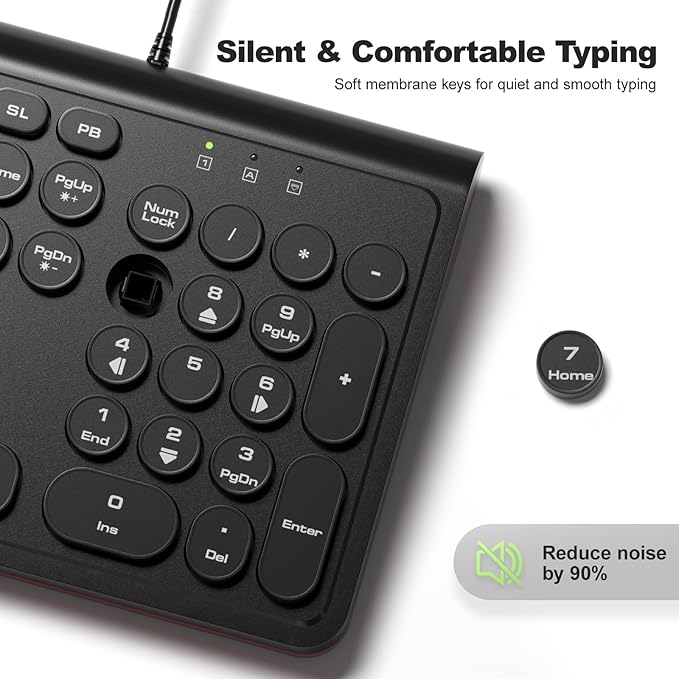 USB Wired Computer Keyboard with Backlit - Full Size Office Keyboard with Number Pad, Caps Indicators, Foldable Stands, for PC Laptop Desktop Windows 7 8 10 11 (Black)