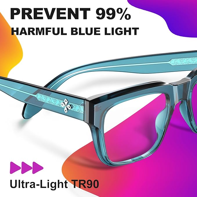 VISOONE TR90 Square Blue Light Blocking Glasses Fashion Computer Eyewear for Women and Men RANDI