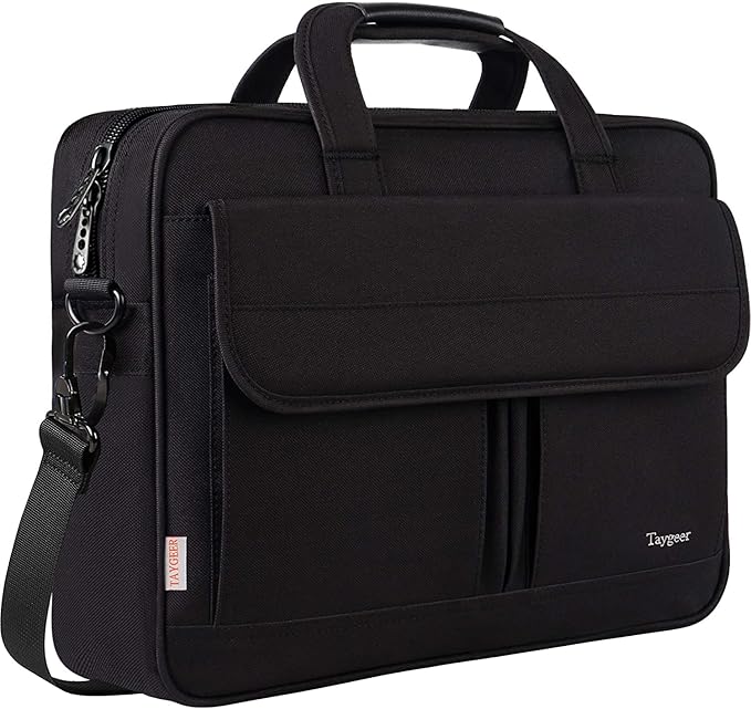 Taygeer 17 inch Laptop Bag, Professional Business Office Briefcase for Men Women, Premium Water Resistant Carry On Laptop Case Shoulder Messenger Bag Fits 15.6 17 Inch Notebook/Computer, Black