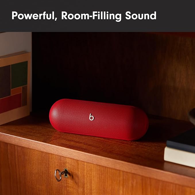 Beats Pill - Portable Bluetooth Speaker - Up to 24H Battery Life, Water Resistant, Bluetooth, Apple & Android Compatible, Seriously Loud Sound for Home, Outdoor and Travel – Statement Red