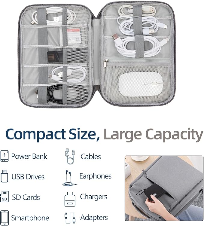 Electronics Organizer Travel Case,Travel Cable Organizer Pouch - Portable Storage Bag for Cord, Charger, Phone, Earphone, Electronic Accessories for Travel & Daily Use