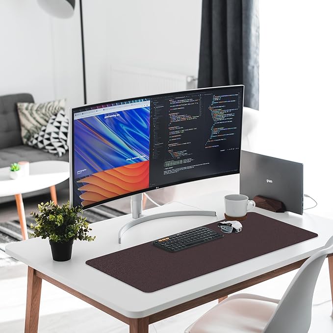 Leather Desk Pad Protector,Non-Slip Desk Pad,on-Slip PU Leather Large Mouse Pad,Easy Clean Desk Protecor Mat,Writing Pad for Office Work/Home/Decor(LightGrey, 31.5" x 15.7")