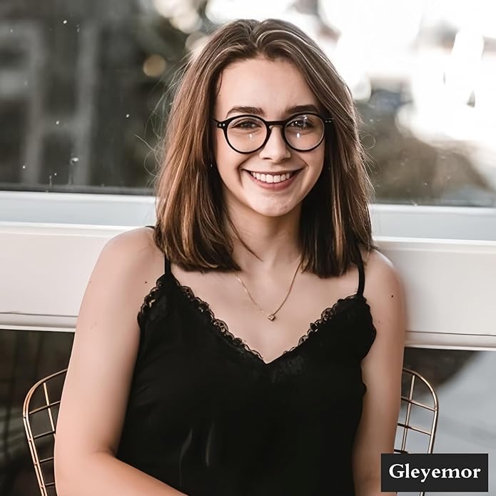 Gleyemor Blue Light Glasses for Men Women, Vintage Round Frame Computer Eyeglasses