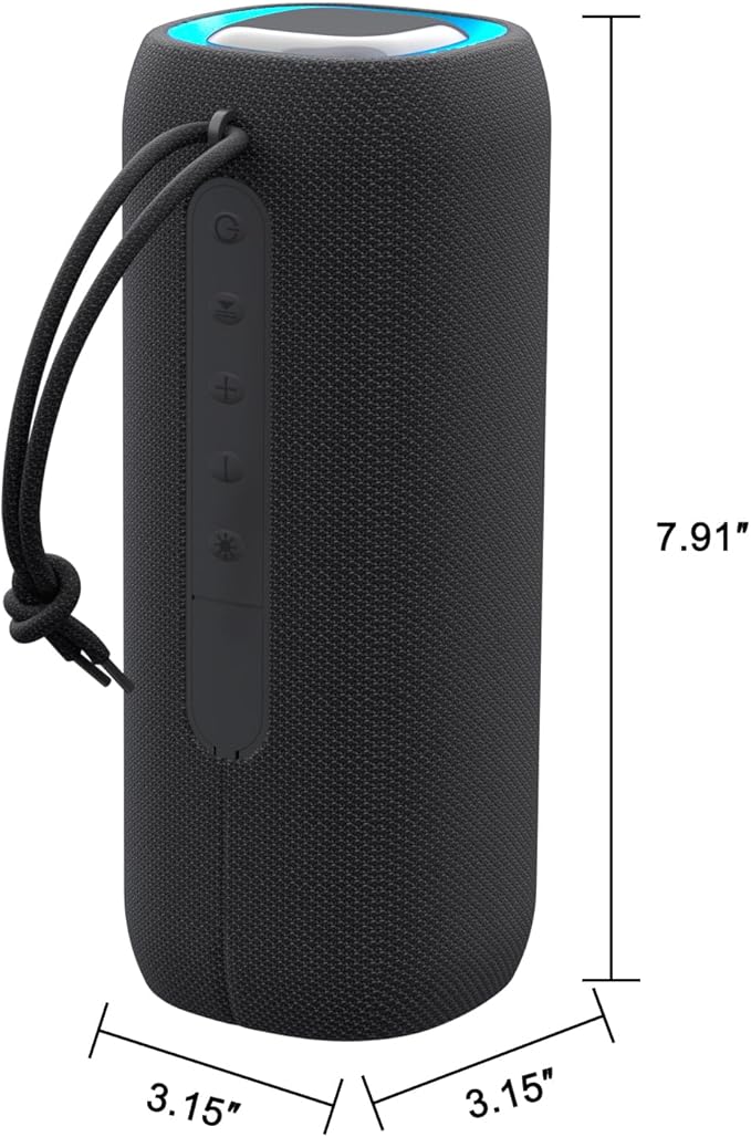 Bluetooth Speaker, Portable Wireless Clear Loud Stereo Sound IPX5 Waterproof with RGB Lights BT5.3 Long Playtime TWS Pairing,for Home Party Outdoor Beach,Great Gift Choice (Black)