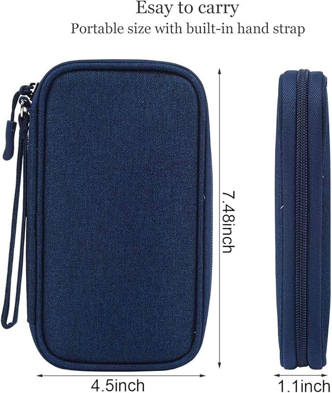 Electronic Organizer Travel Cable Accessories Case, Organizer Bag, Accessories Pouch for Cable, USB, Cord, Charger, Phone, Power Bank, Earphone (Navy Blue)