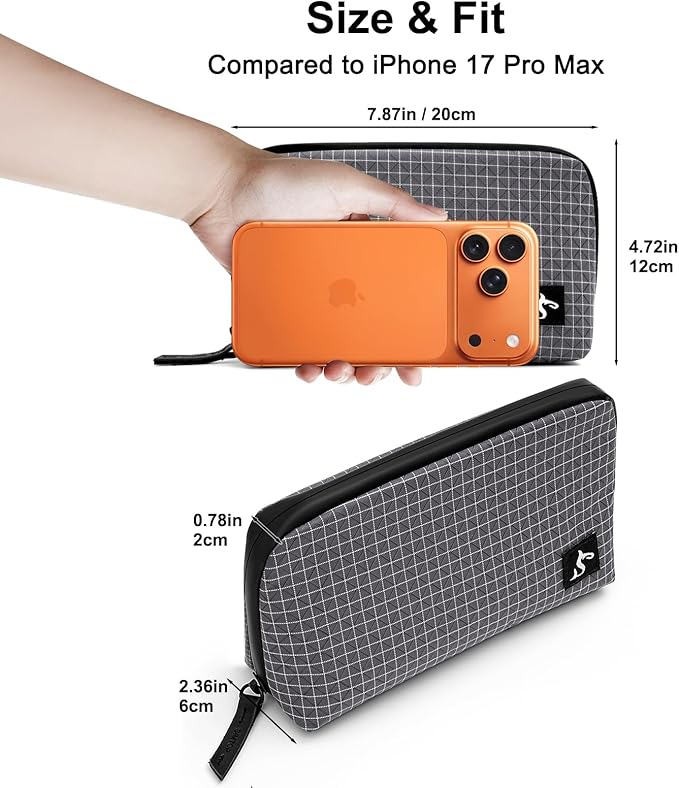 SIMTOP Small Tech Accessory Pouch Cable Organizer Bag, Compact Electronics Travel Case for Charger, Cords, Mouse & Power Bank, Water-Resistant Portable Gadget Storage for Backpack & Daily Commute