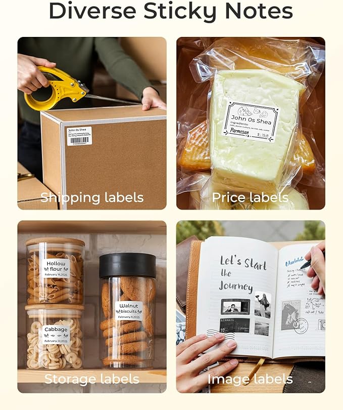 Memoqueen M110 Label Maker - M110 Barcode Label Printer Portable Bluetooth Maker Machine with Tape for Name Labels, Small Business, Address, Logo, Clothing Price Tag, Mailing, with 40x30mm Label