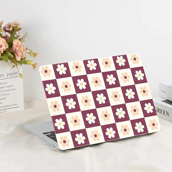 G JGOO Compatible with MacBook Air 13 inch Case 2026 2025-2022 M5 A3449 M4 A3240 M3 A3113 M2 A2681, Hard Shell for MacBook Air 13.6 inch Case + Keyboard Cover + Screen Protector,Checkered Flower