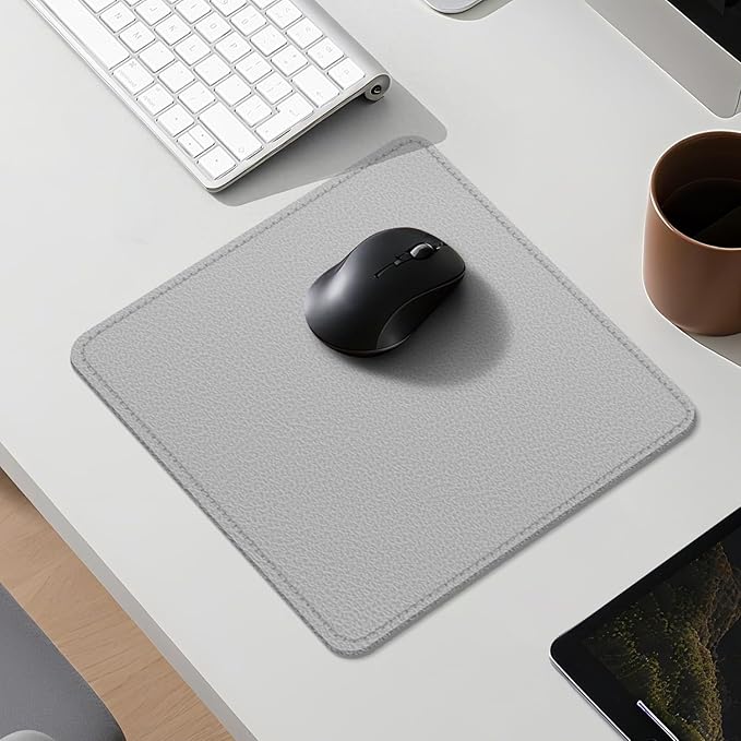 Dual Sided Leather Desk Mat - Waterproof Desk Pad - Ideal for Large Mouse Pad and Desk Mats on Top of Desks (Gray, 11"*8")