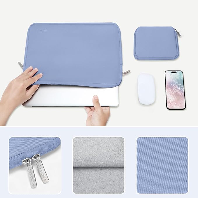 MOSISO Laptop Case 13 inch, 13 inch Laptop Sleeve Bag Compatible with MacBook Air M5 M4 M3 M2 M1 2026-2018 / Neo/Pro M2 M1 2026-2016, Neoprene Computer Sleeve Bag with Small Case, Serenity Blue