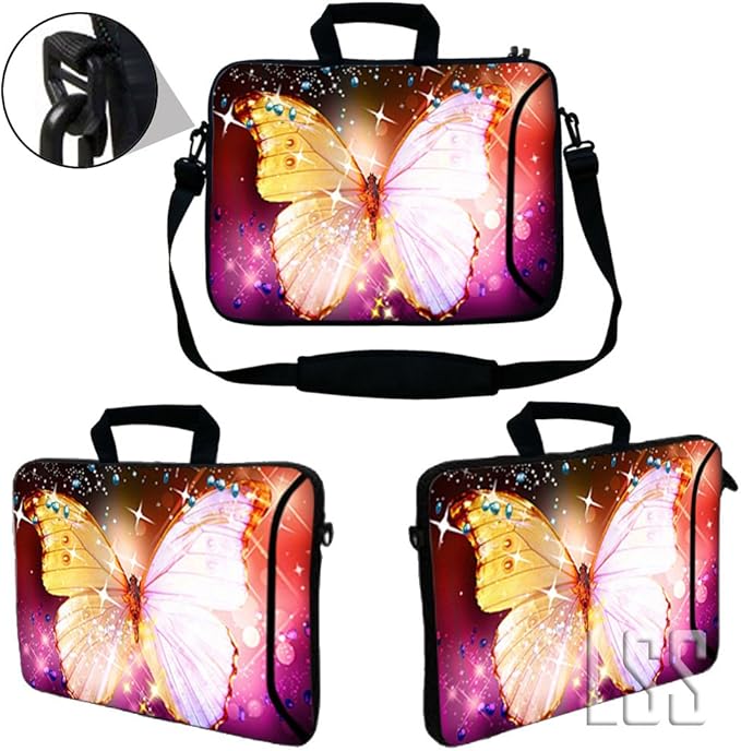 Laptop Skin Shop 15.6 inch Laptop Sleeve Bag Notebook with Extra Side Pocket, Soft Carrying Handle & Removable Shoulder Strap for 14" 15" 15.4" 15.6" Apple MacBook Air, GW, Acer, Aspire Asus,