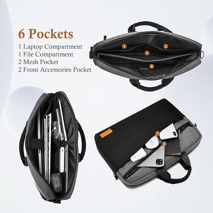 bagasin 15 15.6 16 17 17.3 inch Laptop Computer PC Shoulder Bag Carrying Case, Water-Repellent Briefcase