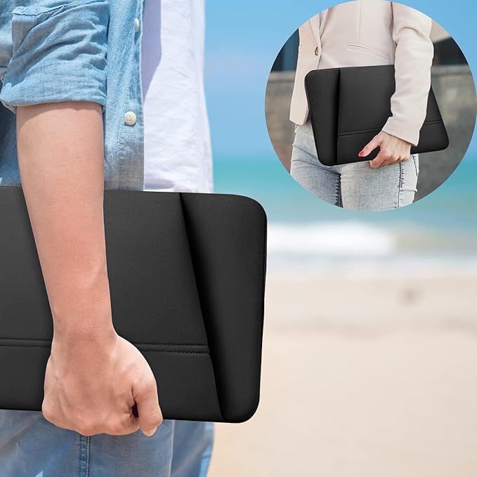 Laptop Sleeve Case 15 inch, Sturdy Portable Monitor Computer Laptop Case, Carrying Sleeve Bag 15.4'' with Pockets for MacBook PC Mac HP Lenovo Dell Asus Xbox Switch, Black