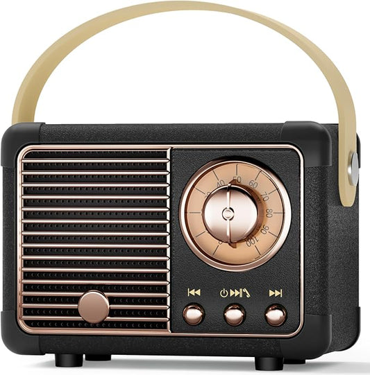 Bluetooth Speaker Retro Wireless Speaker Vintage Decor Room Decor Portable Outdoor Support USB/TF Card/AUX for Home Party Camping Birthday Gifts for Men,Teenage Boys,Him,Dad,Boyfriends(Black)