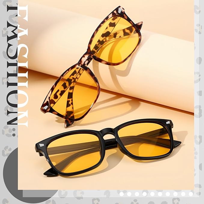 Polarized Sunglasses for Women Men, Night Driving Glasses Anti Glare Yellow Lens UV 400 for Day Night Use