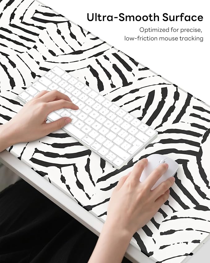XL Gaming Mouse Pad, 31.5x15.7'' Large Desk Mat with Anti-Slip Rubber Base & Stitched Edges for Gaming, Office, Home - Tiger Stripes