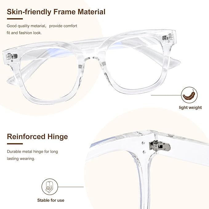 Madison Avenue Blue Light Blocking Glasses Oversized Fashion Blue Light Glasses for Women Anti Eyestrain & UV Protection Computer Eyeglasses (Clear)