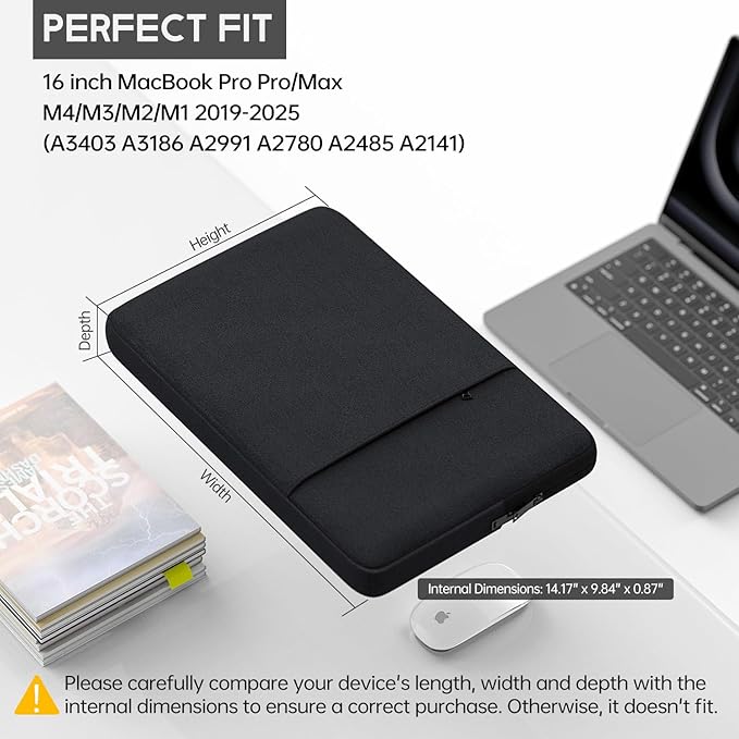 16 inch 360° Protective Laptop Sleeve Case for 2026-2021 MacBook Pro 16 inch M5 M4 M3 M2 M1 Pro/Max A3428 A3429 A3403 A3186 A2485 A2780 A2991,Shockproof Water-Resistant Bag Cover w/Accessory Pocket