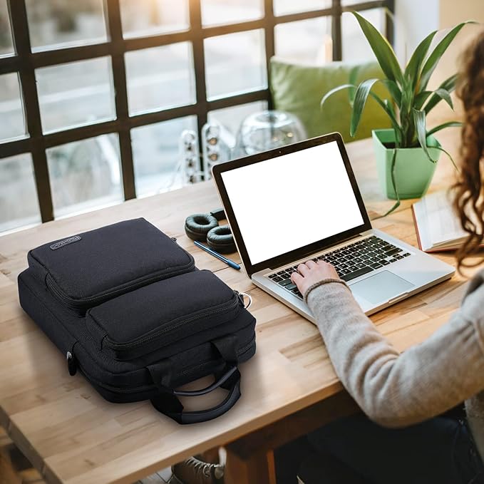 MoKo 10-13 inch Tablet Sleeve Bag for iPad Pro/Air M4 13inch, Pro 12.9/11 inch, 10.9" iPad 10th/Air 5/4th, Galaxy Tab S8+/S9+ 12.4, Carrying Case with Multi-Pockets & Removable Shoulder Strap, Black