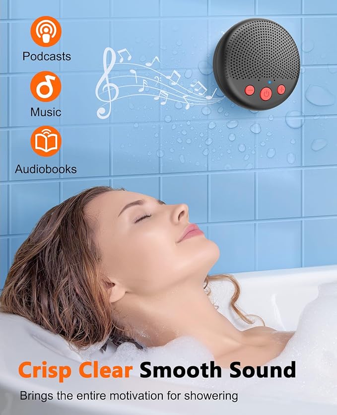 LENRUE Shower Speaker, Bluetooth Waterproof Speaker Wireless, Portable Speakers with Clear Loud Sound, Suction Cup, Lanyard, Ideas Gifts