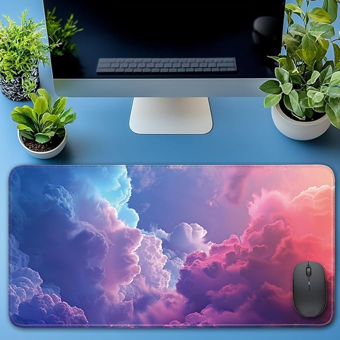 Desk Pad Protector, Office Desk Mat, Large Mouse Pad, Non-Slip Desk Blotter, 23.6x11.8 inch, Colorful Clouds