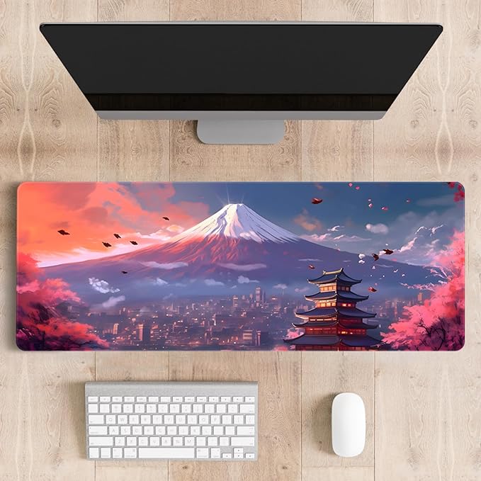 Mouse Pad Desk Mat Gaming Large Keyboard Cute Office Desktop Computer Laptop Blossom XXL Long Giant Big Kawaii Anime Aesthetic Girly Pretty Design Women Girl Oversized Wide 30x12'' Mousepad