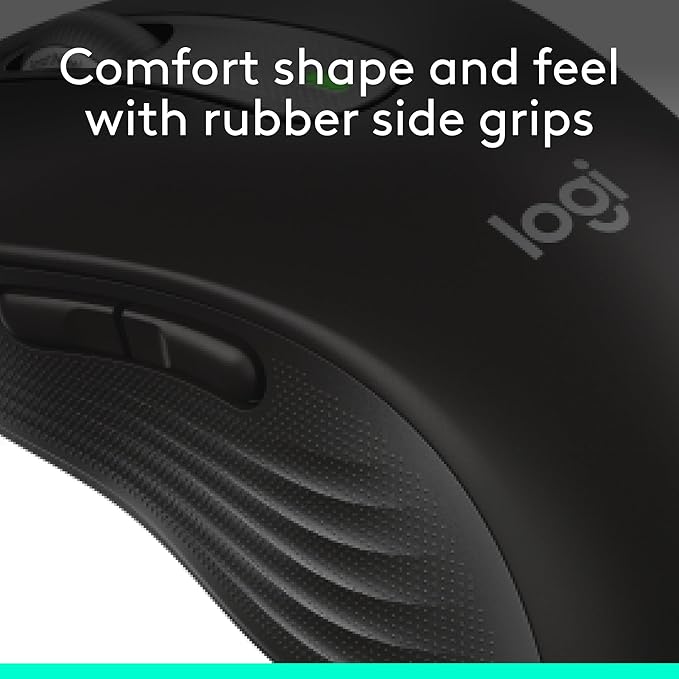 Logitech Signature M650 L Full Size Wireless Mouse - for Large Sized Hands, 2-Year Battery, Silent Clicks, Customizable Side Buttons, Bluetooth, for PC/Mac/Multi-Device/Chromebook - Black