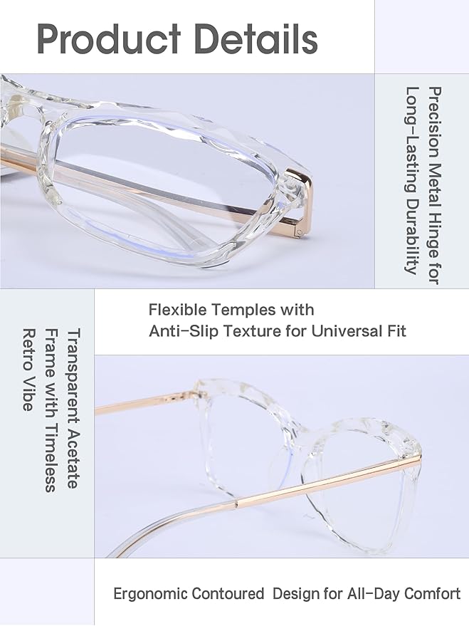 Blue Light Glasses For Woman, Computer Glasses Blue Light Glasses Men Premium Lenses For Daily Screen Use - Work & Gaming.