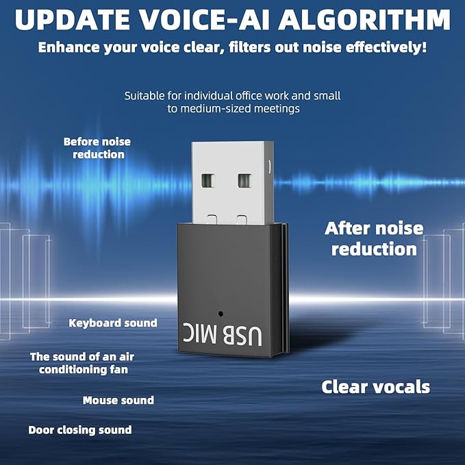 USB Microphone for PC & Laptop, Plug and Play Mini USB Mic for Clear Voice Calls, External Small Microphone for Zoom Meetings, Online Classes, Gaming Chat, Portable Laptop Microphone
