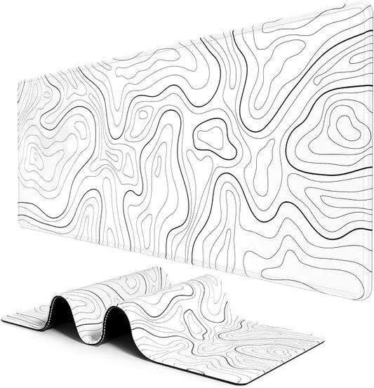 BOSOBO Large Desk Pad, XXL Gaming Mouse Mat, Desktop Cover 35.5 x 15.7 Inches, Abstract Lines