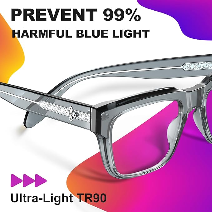 VISOONE TR90 Square Blue Light Blocking Glasses Fashion Computer Eyewear for Women and Men RANDI