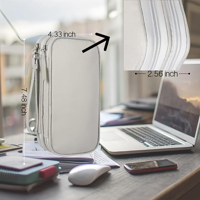 Portable Waterproof Double Layers All-in-One Storage Bag, Travel Cord Organizer，Electronics Accessories Organizer Pouch Bag for Accessories,Charger, USB Cable, Gadget (grey)