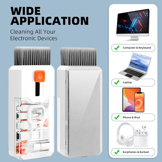 Keyboard Cleaning Kit Laptop Cleaner, All-in-1 Computer Screen Cleaning Brush Tool, Multi-Function PC Accessories Electronic Cleaner Kit Spray for iPhone iPad Macbook Earbud Camera Monitor with Patent - Image 7